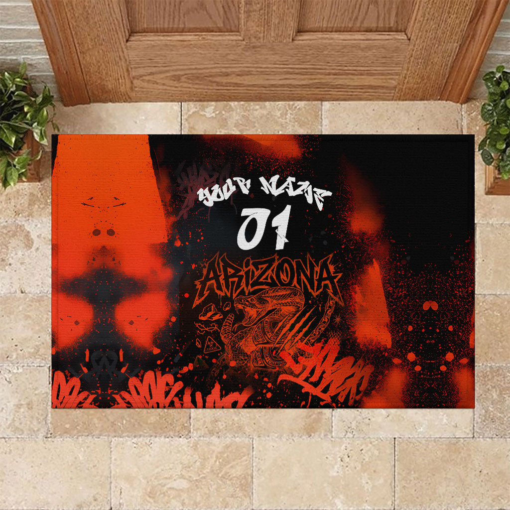 Personalized Arizona Street Graffiti Rubber Doormat Urban Phoenix Underground Art Phoenix Bird Rattlesnake