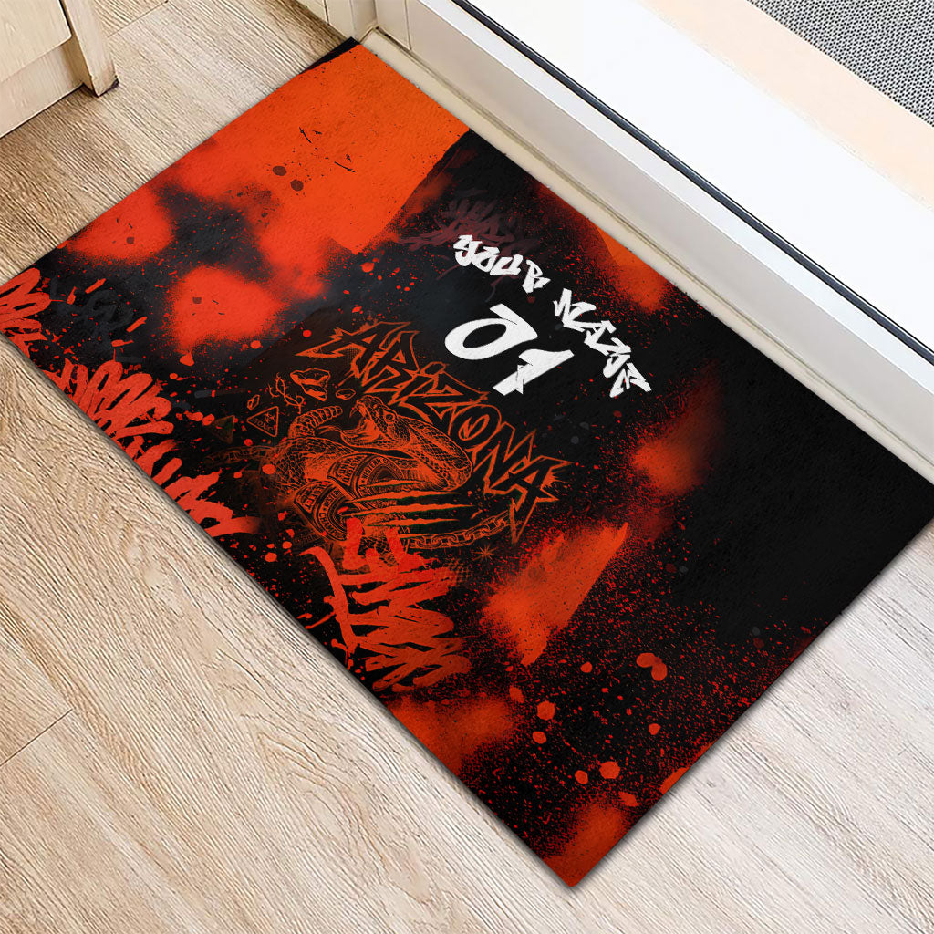 Personalized Arizona Street Graffiti Rubber Doormat Urban Phoenix Underground Art Phoenix Bird Rattlesnake