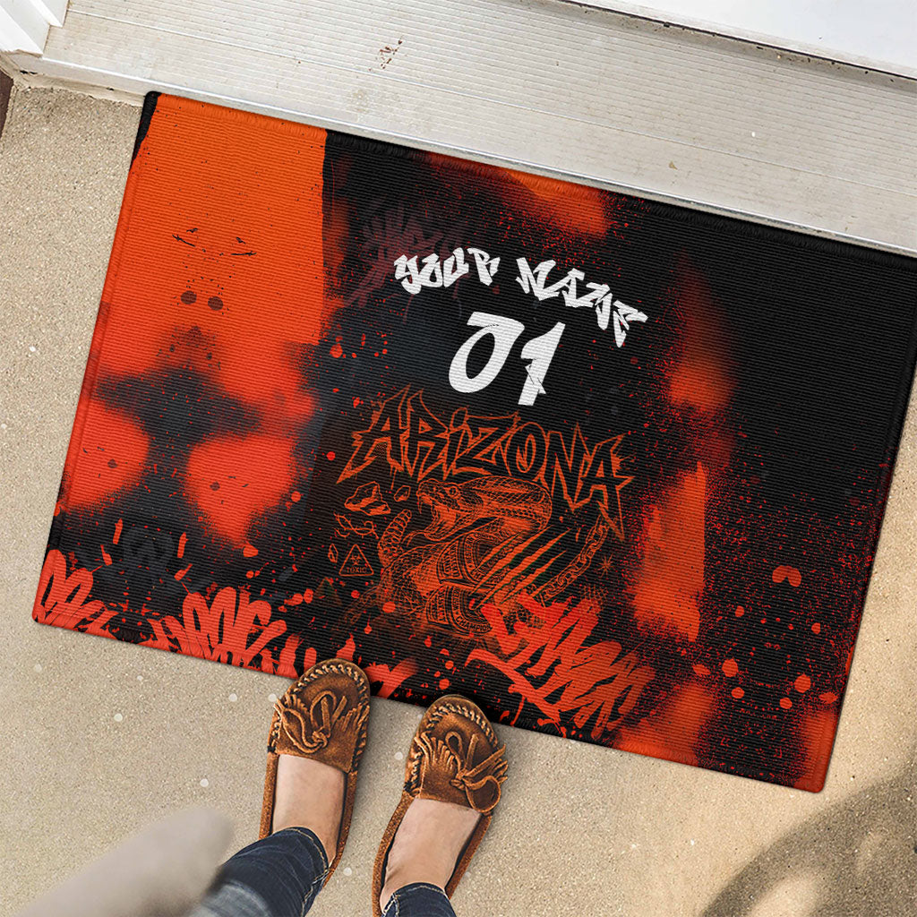 Personalized Arizona Street Graffiti Rubber Doormat Urban Phoenix Underground Art Phoenix Bird Rattlesnake