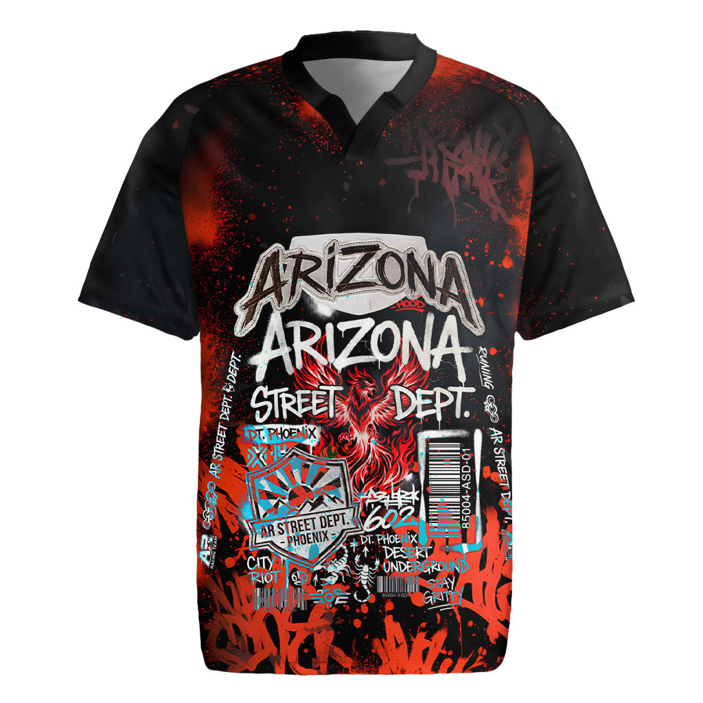 Personalized Arizona Street Graffiti Rugby Jersey Urban Phoenix Underground Art Phoenix Bird Rattlesnake