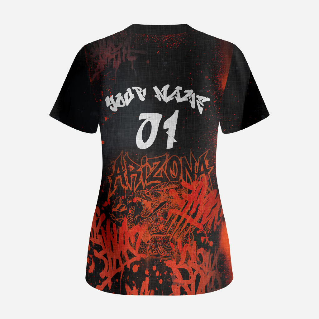 Personalized Arizona Street Graffiti Scrub Top Urban Phoenix Underground Art Phoenix Bird Rattlesnake
