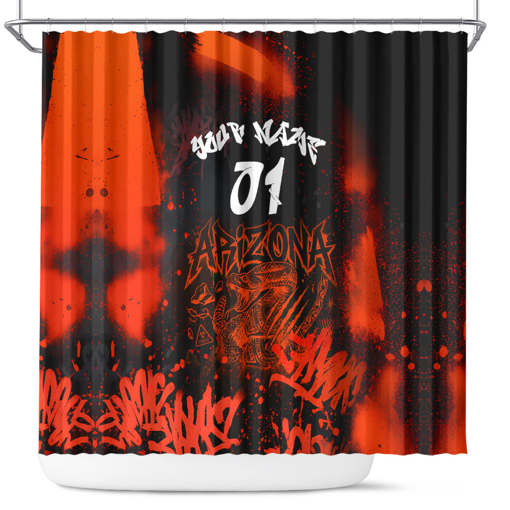 Personalized Arizona Street Graffiti Shower Curtain Urban Phoenix Underground Art Phoenix Bird Rattlesnake