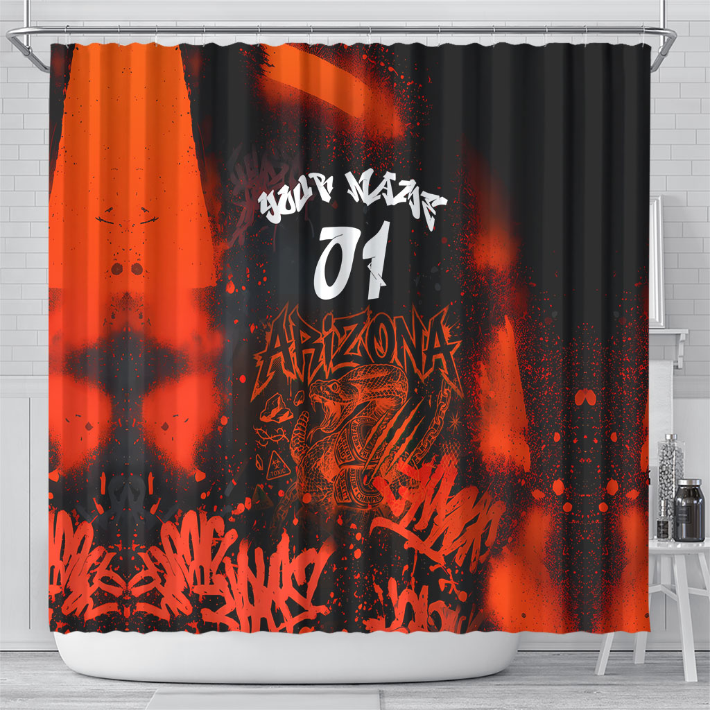 Personalized Arizona Street Graffiti Shower Curtain Urban Phoenix Underground Art Phoenix Bird Rattlesnake