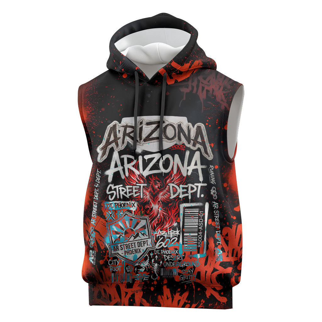 Personalized Arizona Street Graffiti Sleeveless Hoodie Urban Phoenix Underground Art Phoenix Bird Rattlesnake