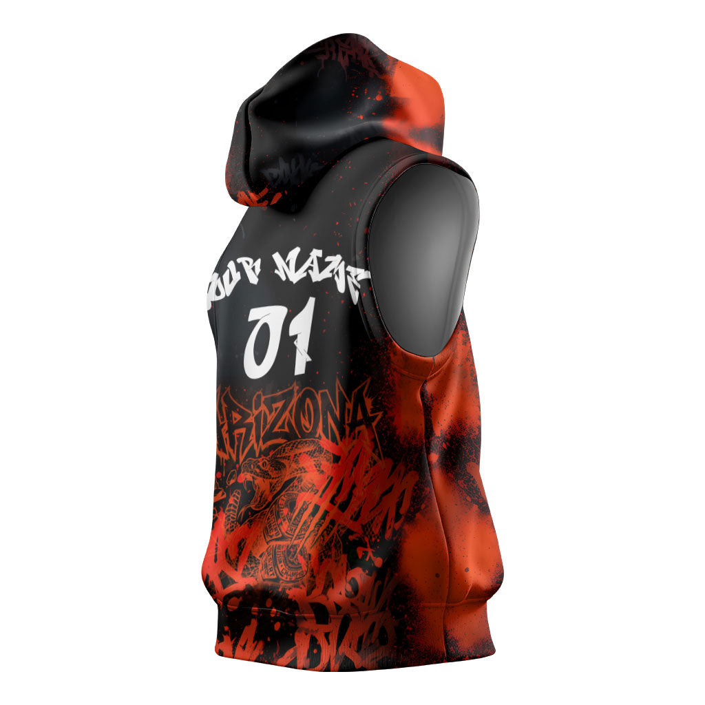 Personalized Arizona Street Graffiti Sleeveless Hoodie Urban Phoenix Underground Art Phoenix Bird Rattlesnake