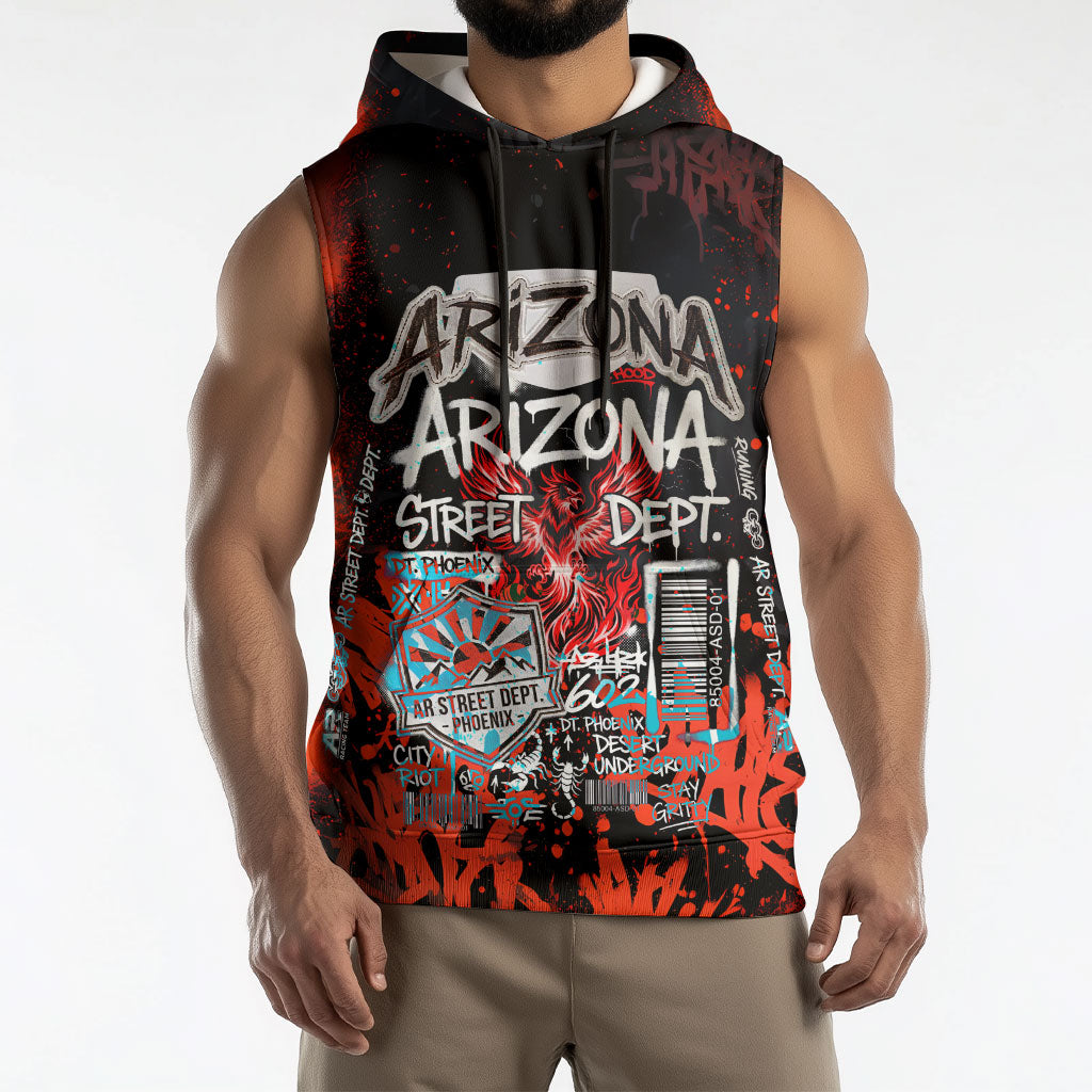 Personalized Arizona Street Graffiti Sleeveless Hoodie Urban Phoenix Underground Art Phoenix Bird Rattlesnake