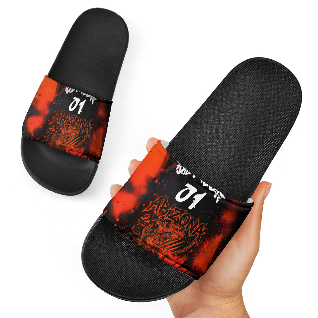 Personalized Arizona Street Graffiti Slide Sandals Urban Phoenix Underground Art Phoenix Bird Rattlesnake