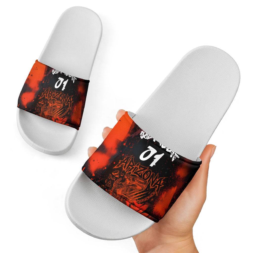 Personalized Arizona Street Graffiti Slide Sandals Urban Phoenix Underground Art Phoenix Bird Rattlesnake
