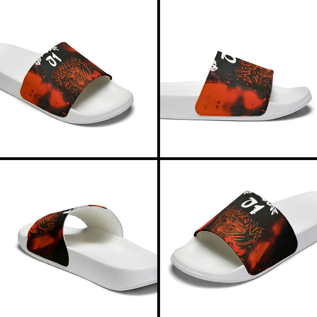Personalized Arizona Street Graffiti Slide Sandals Urban Phoenix Underground Art Phoenix Bird Rattlesnake
