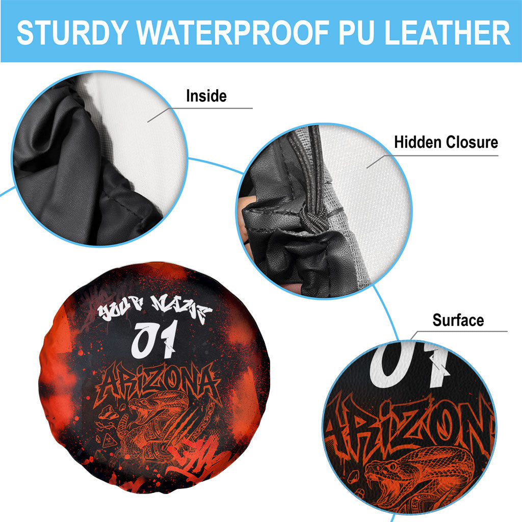Personalized Arizona Street Graffiti Spare Tire Cover Urban Phoenix Underground Art Phoenix Bird Rattlesnake