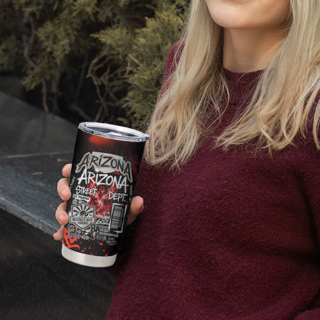 Personalized Arizona Street Graffiti Tumbler Cup Urban Phoenix Underground Art Phoenix Bird Rattlesnake