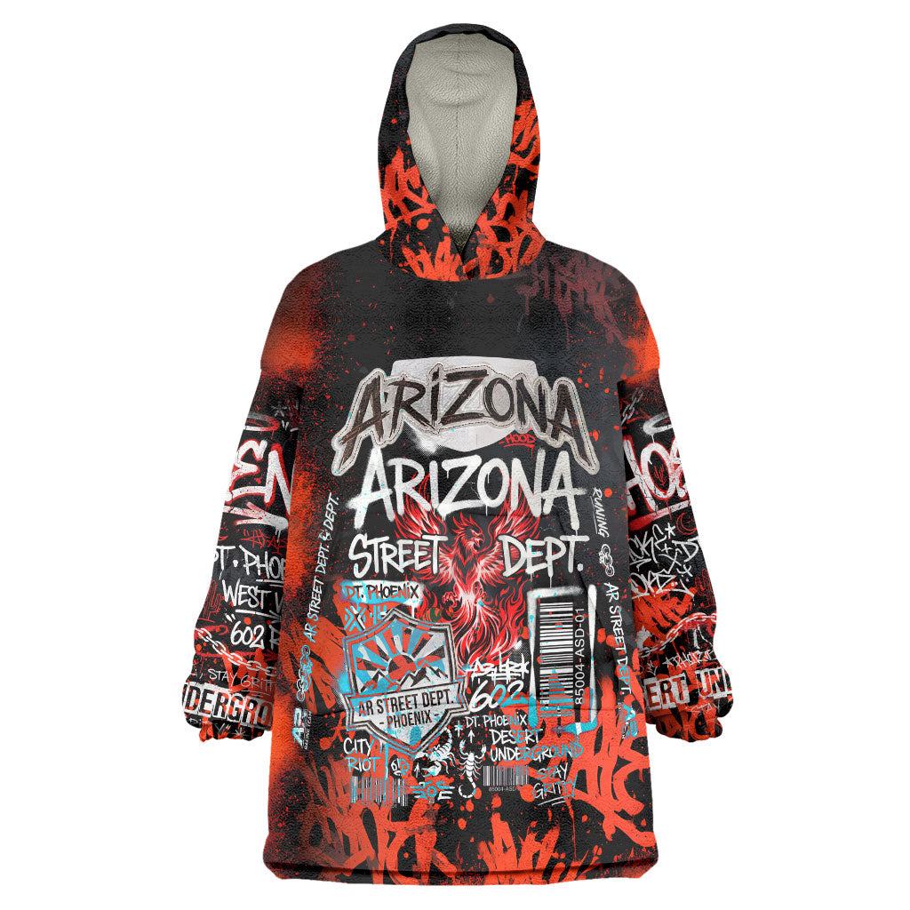 Personalized Arizona Street Graffiti Wearable Blanket Hoodie Urban Phoenix Underground Art Phoenix Bird Rattlesnake