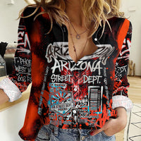 Personalized Arizona Street Graffiti Women Casual Shirt Urban Phoenix Underground Art Phoenix Bird Rattlesnake