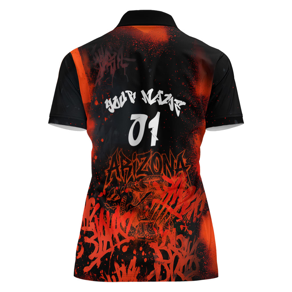 Personalized Arizona Street Graffiti Women Polo Shirt Urban Phoenix Underground Art Phoenix Bird Rattlesnake