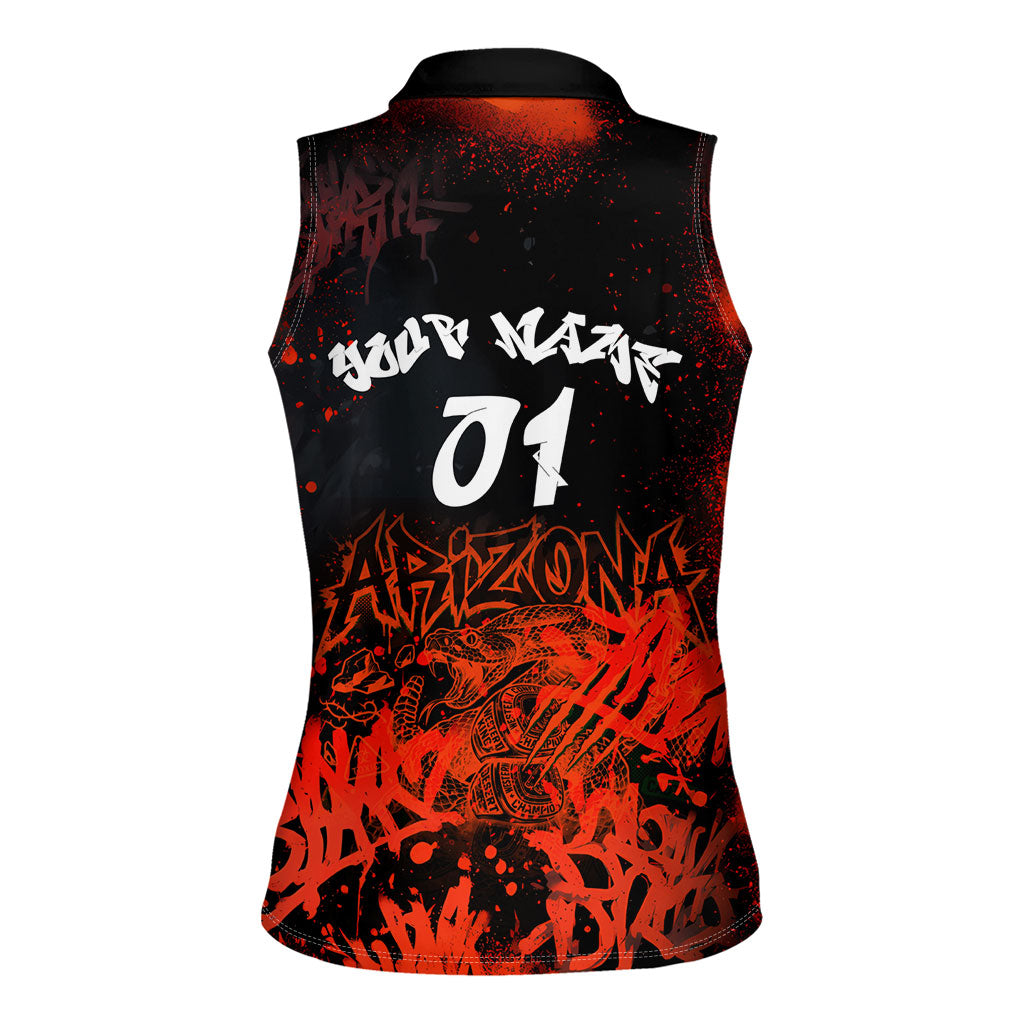 Personalized Arizona Street Graffiti Women Sleeveless Polo Shirt Urban Phoenix Underground Art Phoenix Bird Rattlesnake