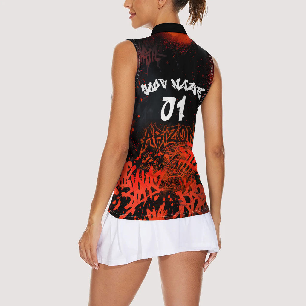 Personalized Arizona Street Graffiti Women Sleeveless Polo Shirt Urban Phoenix Underground Art Phoenix Bird Rattlesnake