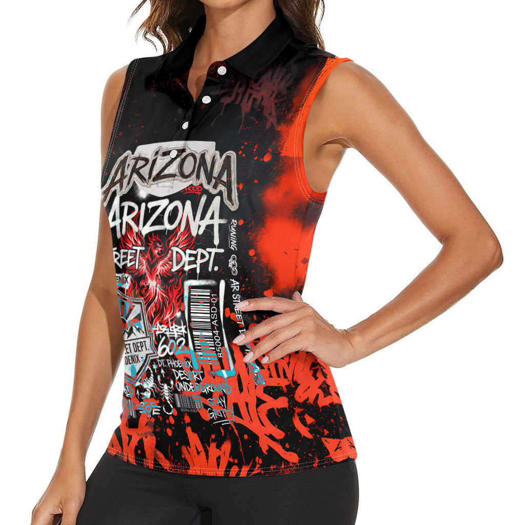 Personalized Arizona Street Graffiti Women Sleeveless Polo Shirt Urban Phoenix Underground Art Phoenix Bird Rattlesnake