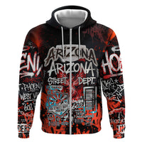 Personalized Arizona Street Graffiti Zip Hoodie Urban Phoenix Underground Art Phoenix Bird Rattlesnake