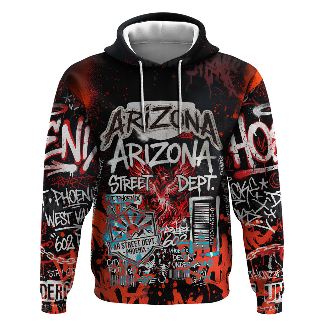 Personalized Arizona Street Graffiti Zip Hoodie Urban Phoenix Underground Art Phoenix Bird Rattlesnake