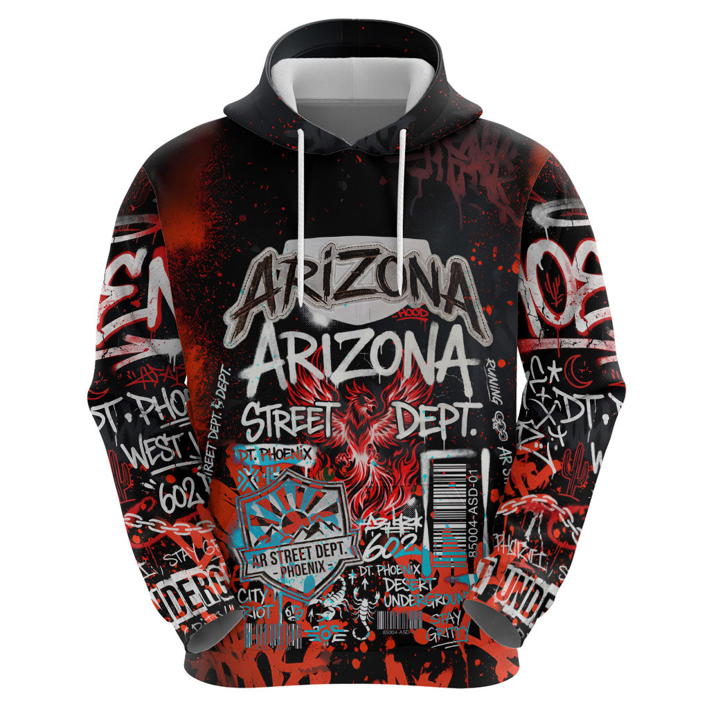 Personalized Arizona Street Graffiti Zip Hoodie Urban Phoenix Underground Art Phoenix Bird Rattlesnake