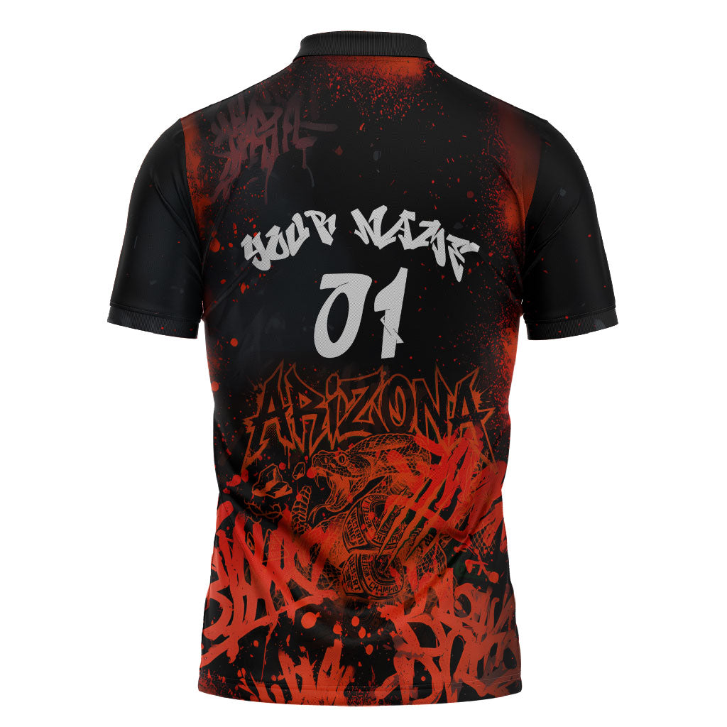 Personalized Arizona Street Graffiti Zipper Polo Shirt Urban Phoenix Underground Art Phoenix Bird Rattlesnake