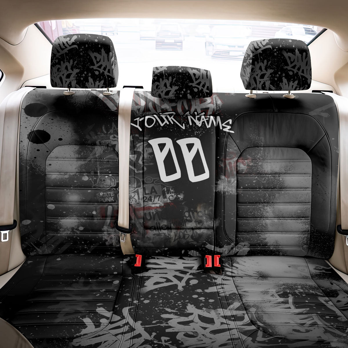 Personalized California West Coast Graffiti Back Car Seat Cover Urban Los Angeles Street Art - Hollywood LAX