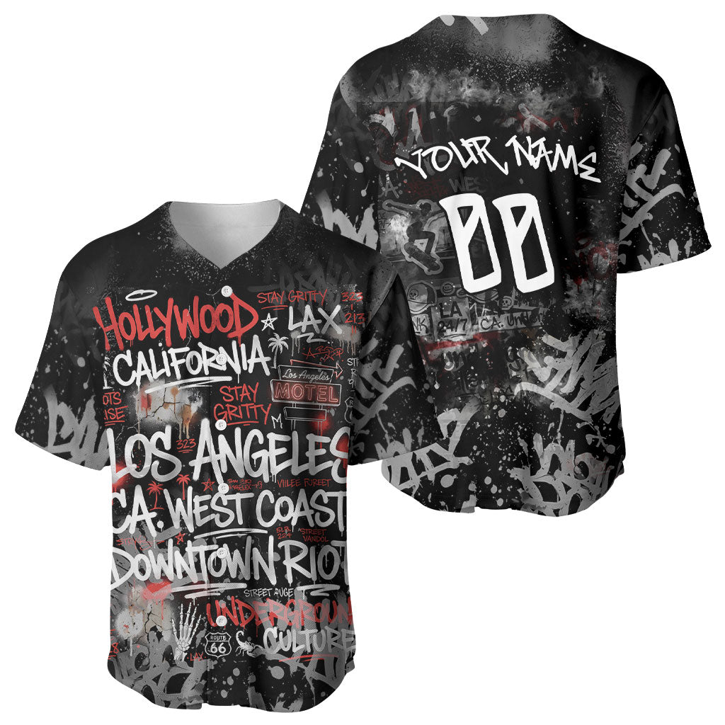 Personalized California West Coast Graffiti Baseball Jersey Urban Los Angeles Street Art - Hollywood LAX