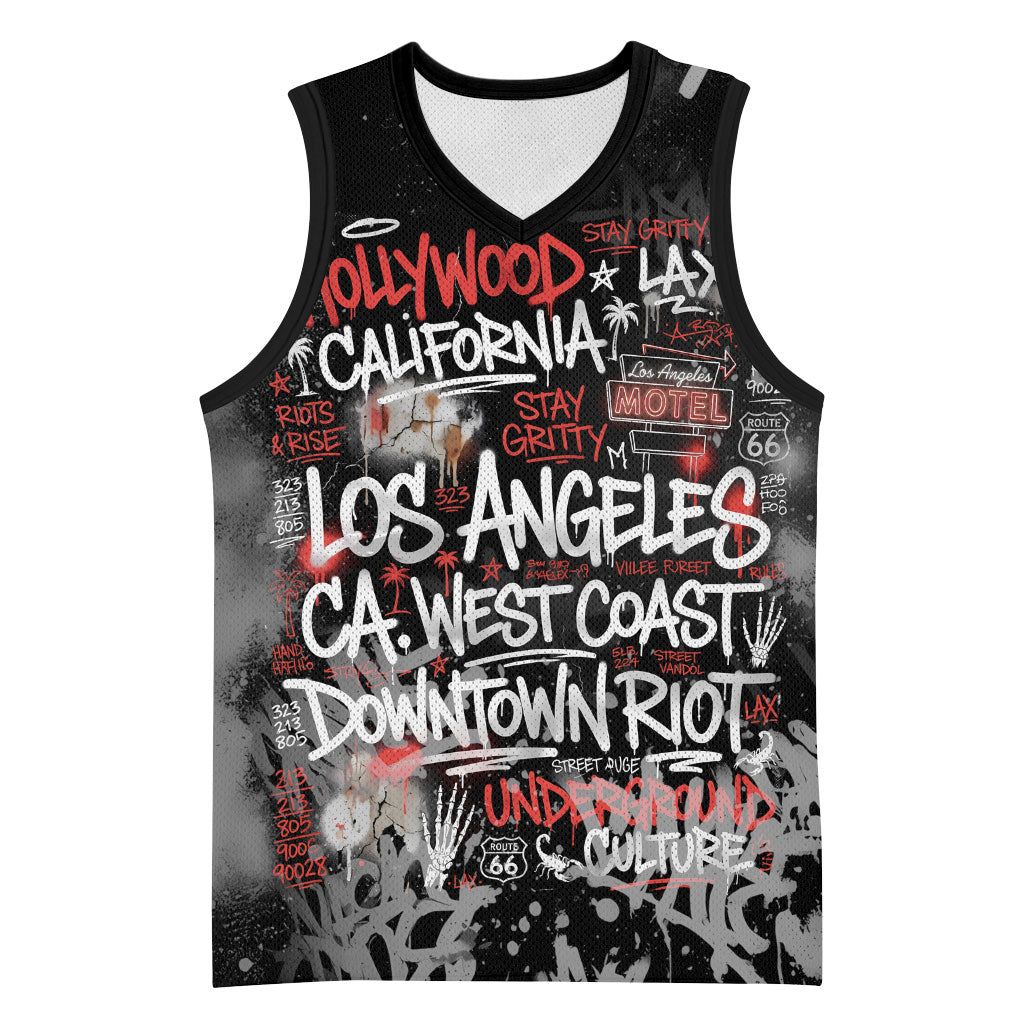 Personalized California West Coast Graffiti Basketball Jersey Urban Los Angeles Street Art - Hollywood LAX