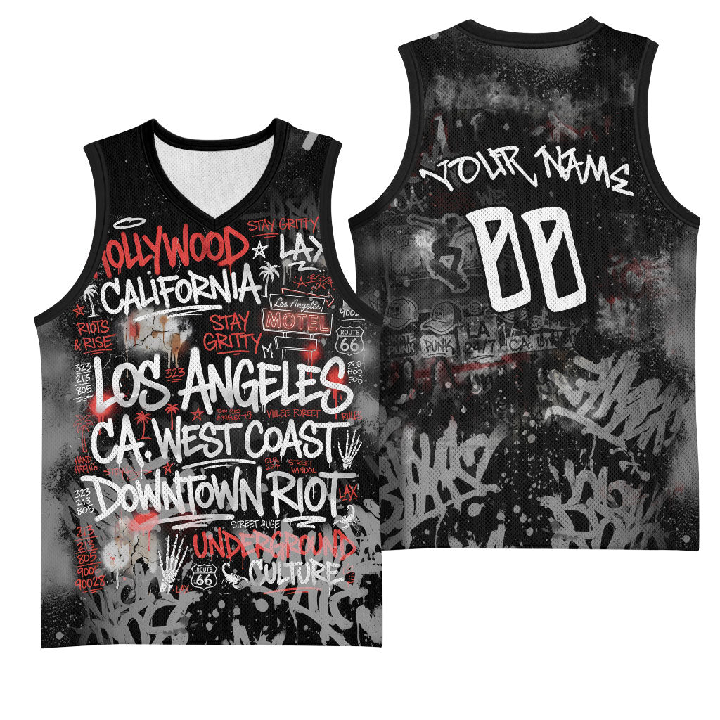 Personalized California West Coast Graffiti Basketball Jersey Urban Los Angeles Street Art - Hollywood LAX