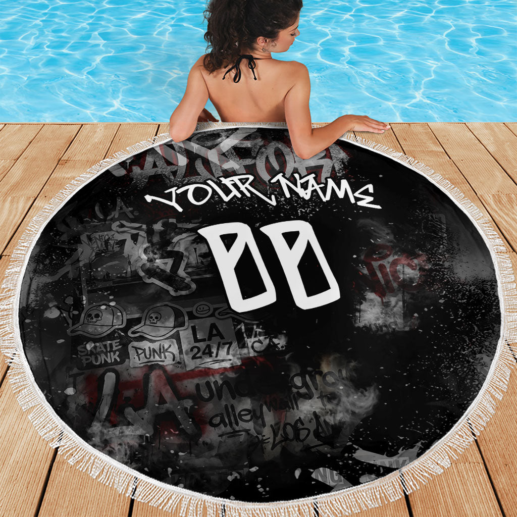 Personalized California West Coast Graffiti Beach Blanket Urban Los Angeles Street Art - Hollywood LAX
