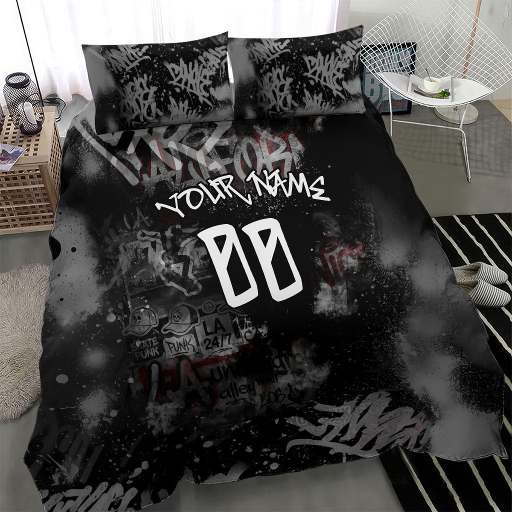 Personalized California West Coast Graffiti Bedding Set Urban Los Angeles Street Art - Hollywood LAX
