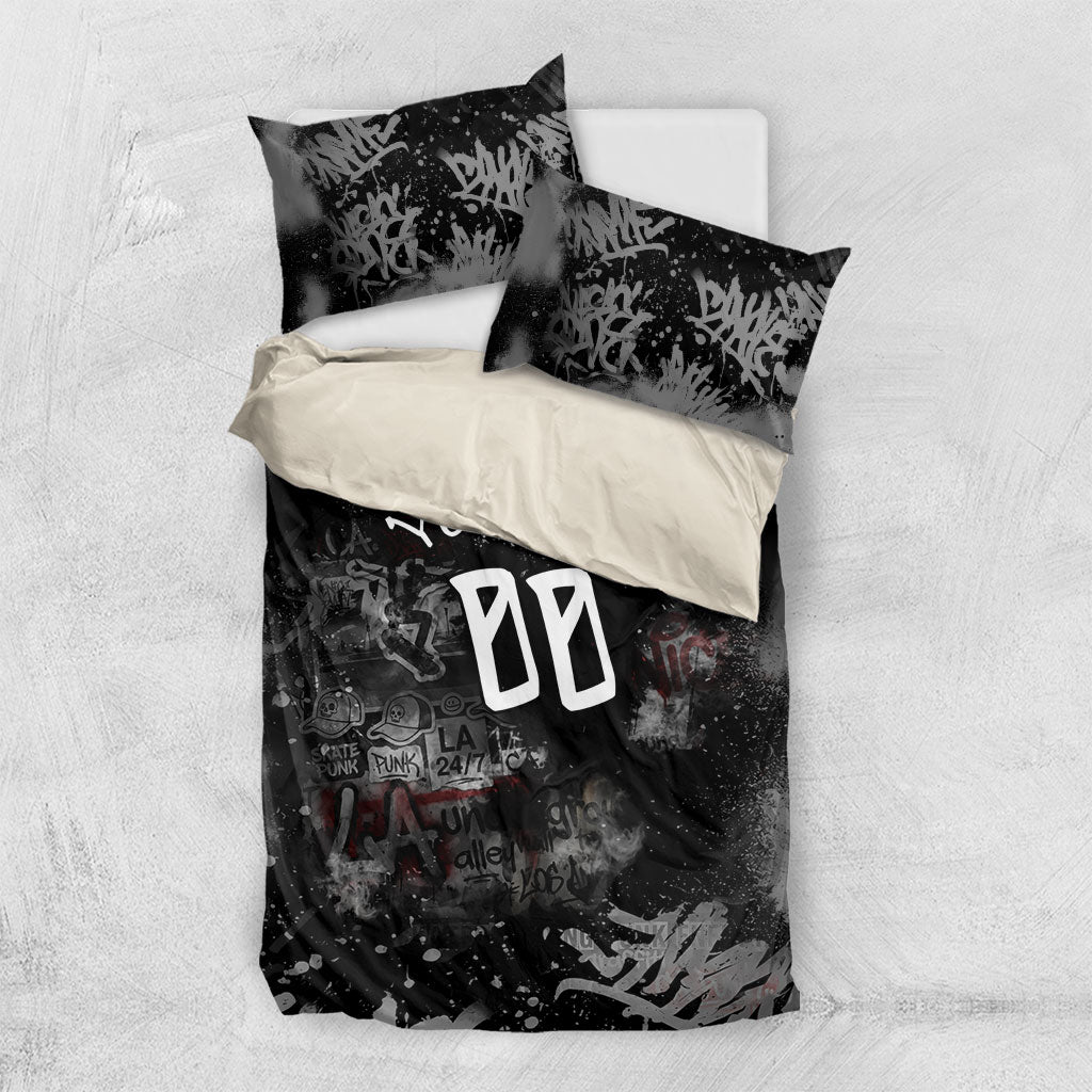 Personalized California West Coast Graffiti Bedding Set Urban Los Angeles Street Art - Hollywood LAX