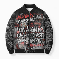 Personalized California West Coast Graffiti Bomber Puffer Jacket Urban Los Angeles Street Art - Hollywood LAX