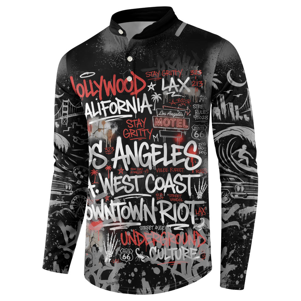 Personalized California West Coast Graffiti Button Sweatshirt Urban Los Angeles Street Art - Hollywood LAX