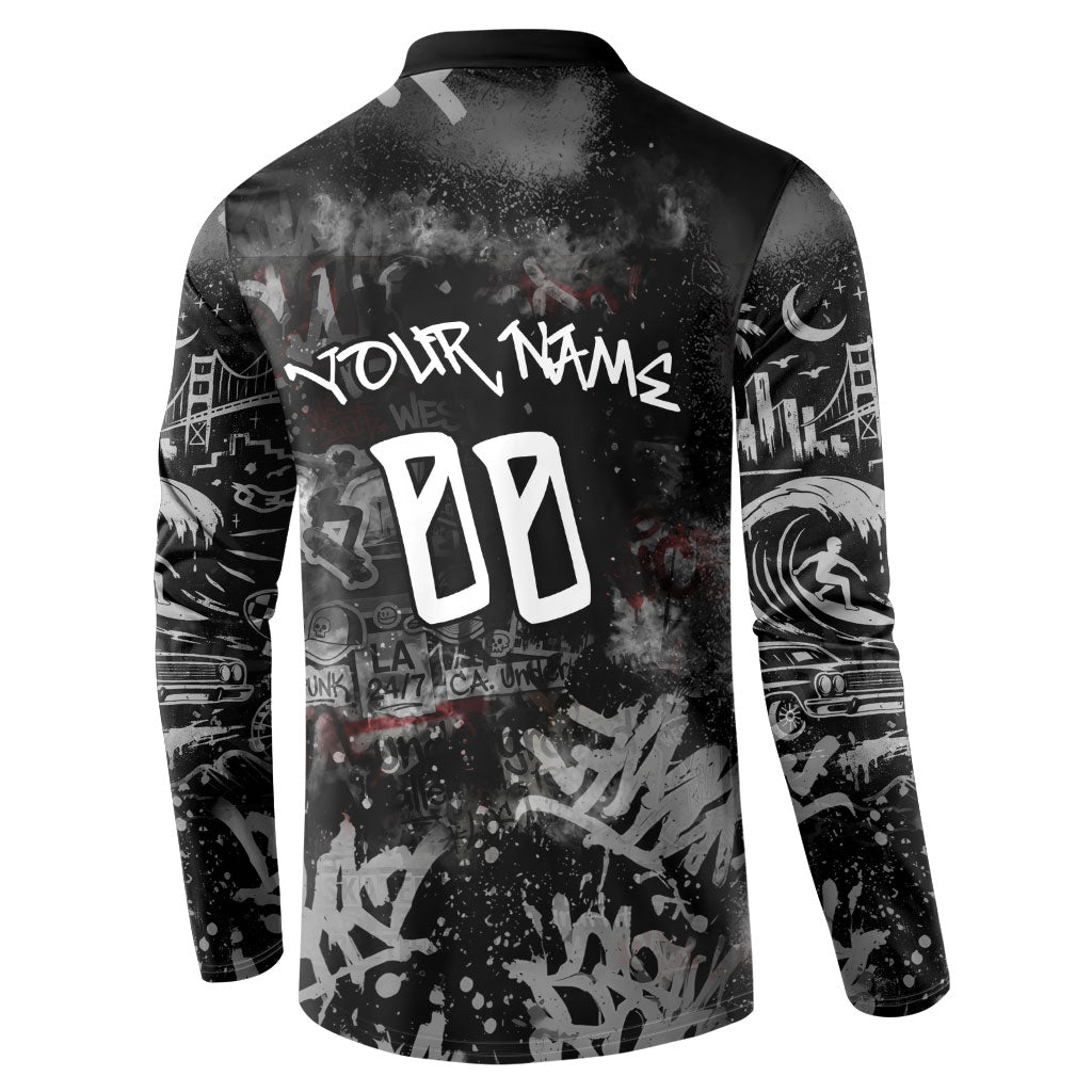 Personalized California West Coast Graffiti Button Sweatshirt Urban Los Angeles Street Art - Hollywood LAX