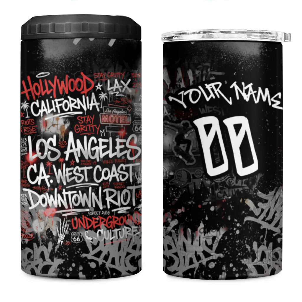Personalized California West Coast Graffiti 4 in 1 Can Cooler Tumbler Urban Los Angeles Street Art - Hollywood LAX