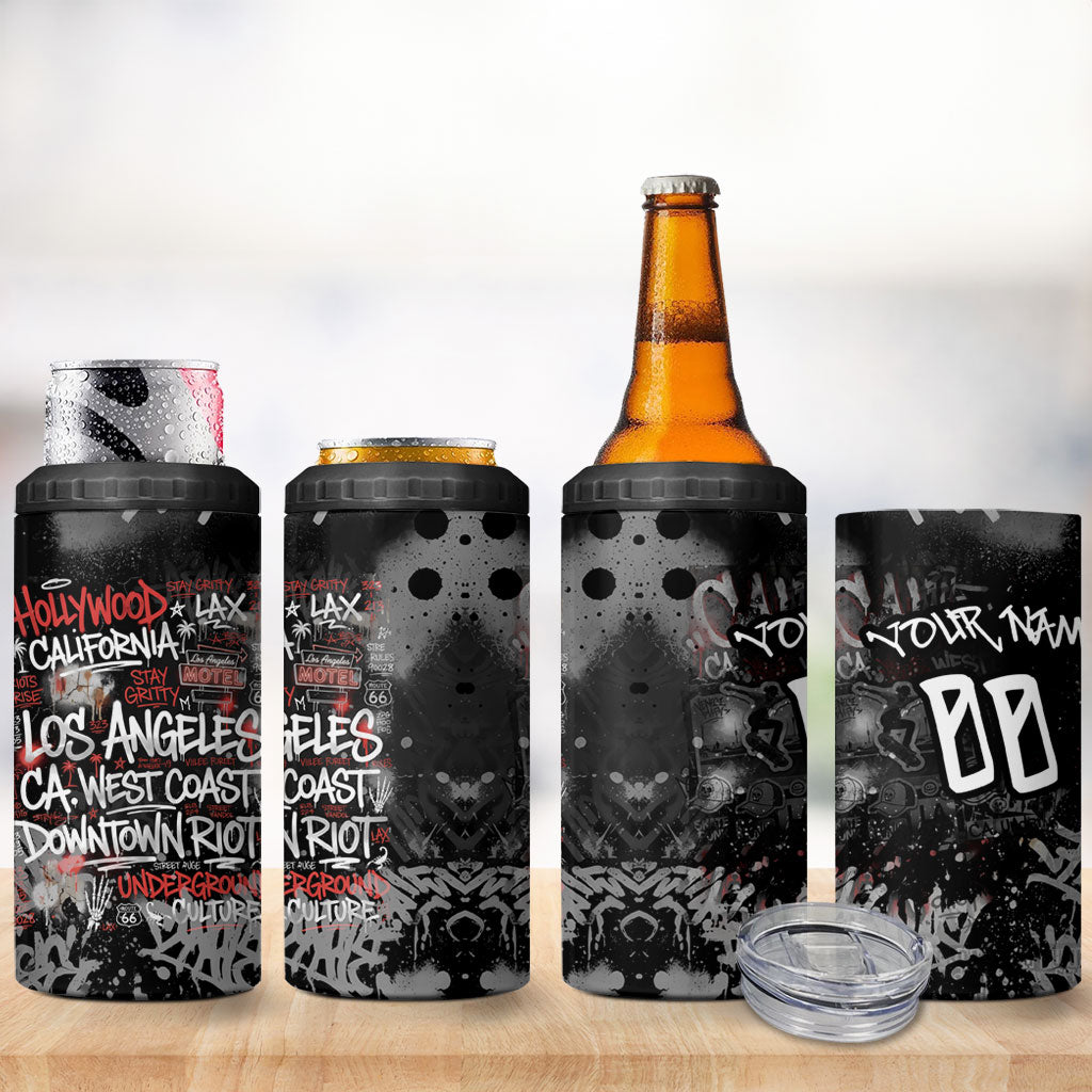 Personalized California West Coast Graffiti 4 in 1 Can Cooler Tumbler Urban Los Angeles Street Art - Hollywood LAX