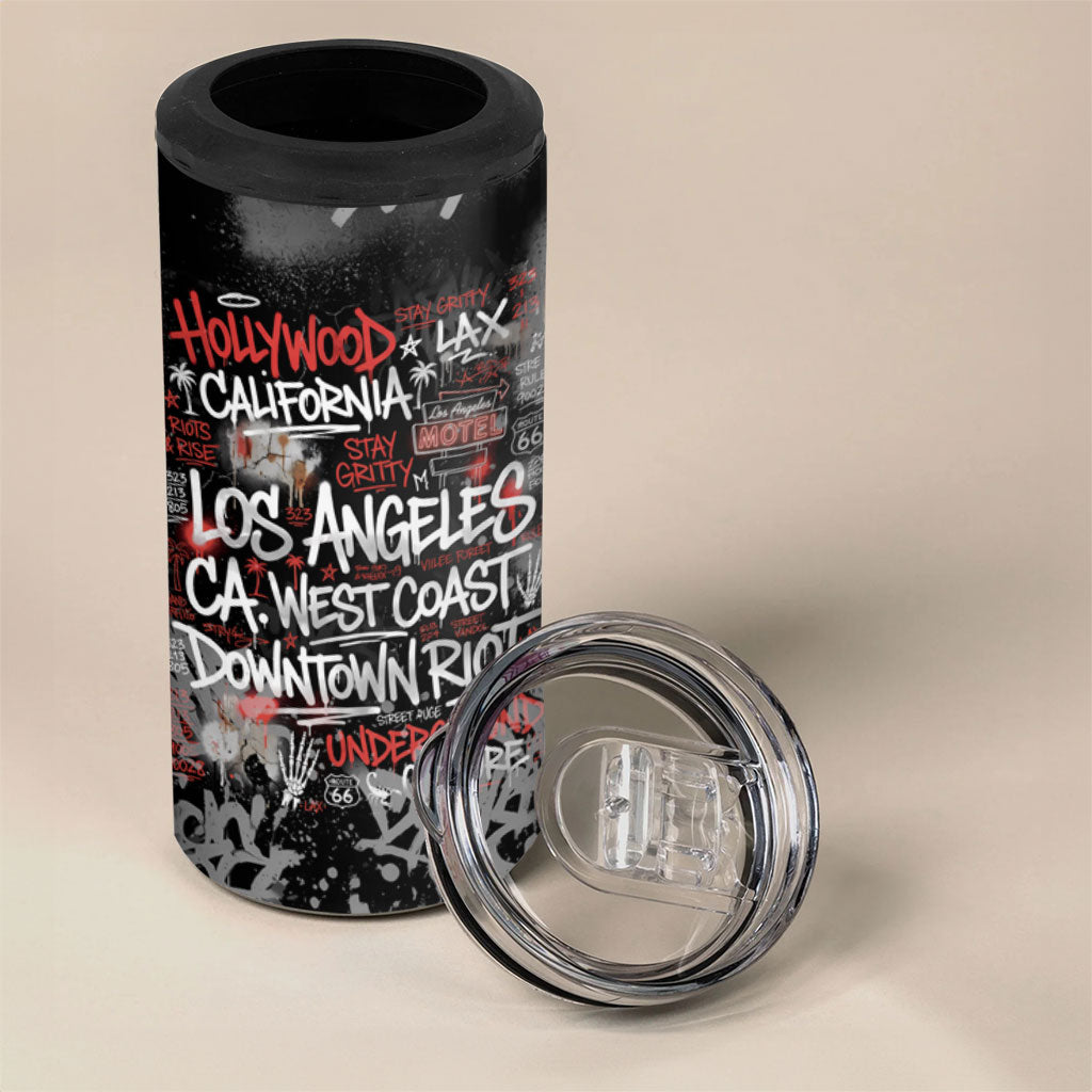 Personalized California West Coast Graffiti 4 in 1 Can Cooler Tumbler Urban Los Angeles Street Art - Hollywood LAX
