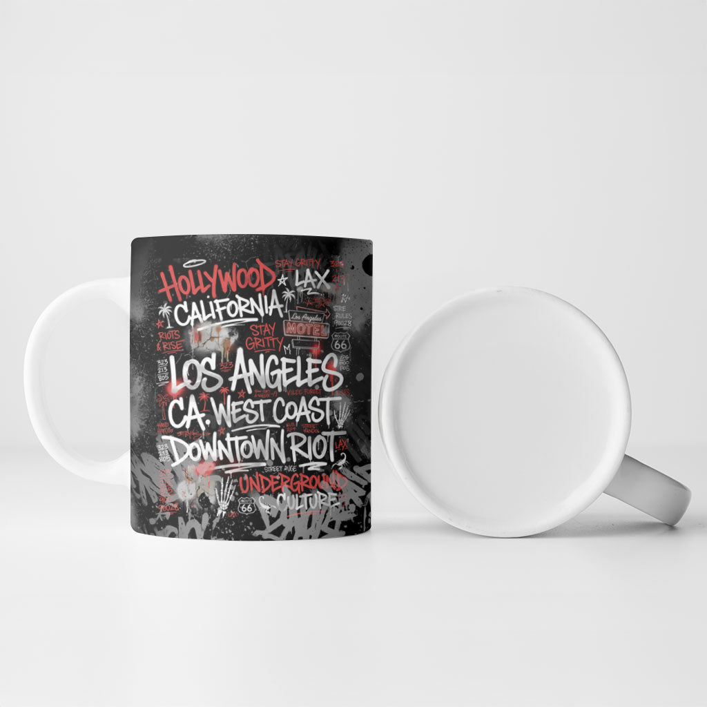 Personalized California West Coast Graffiti Ceramic Mug Urban Los Angeles Street Art - Hollywood LAX