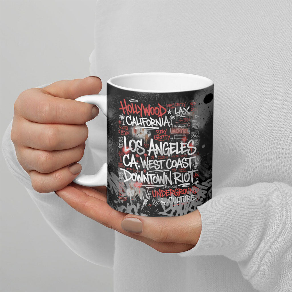 Personalized California West Coast Graffiti Ceramic Mug Urban Los Angeles Street Art - Hollywood LAX