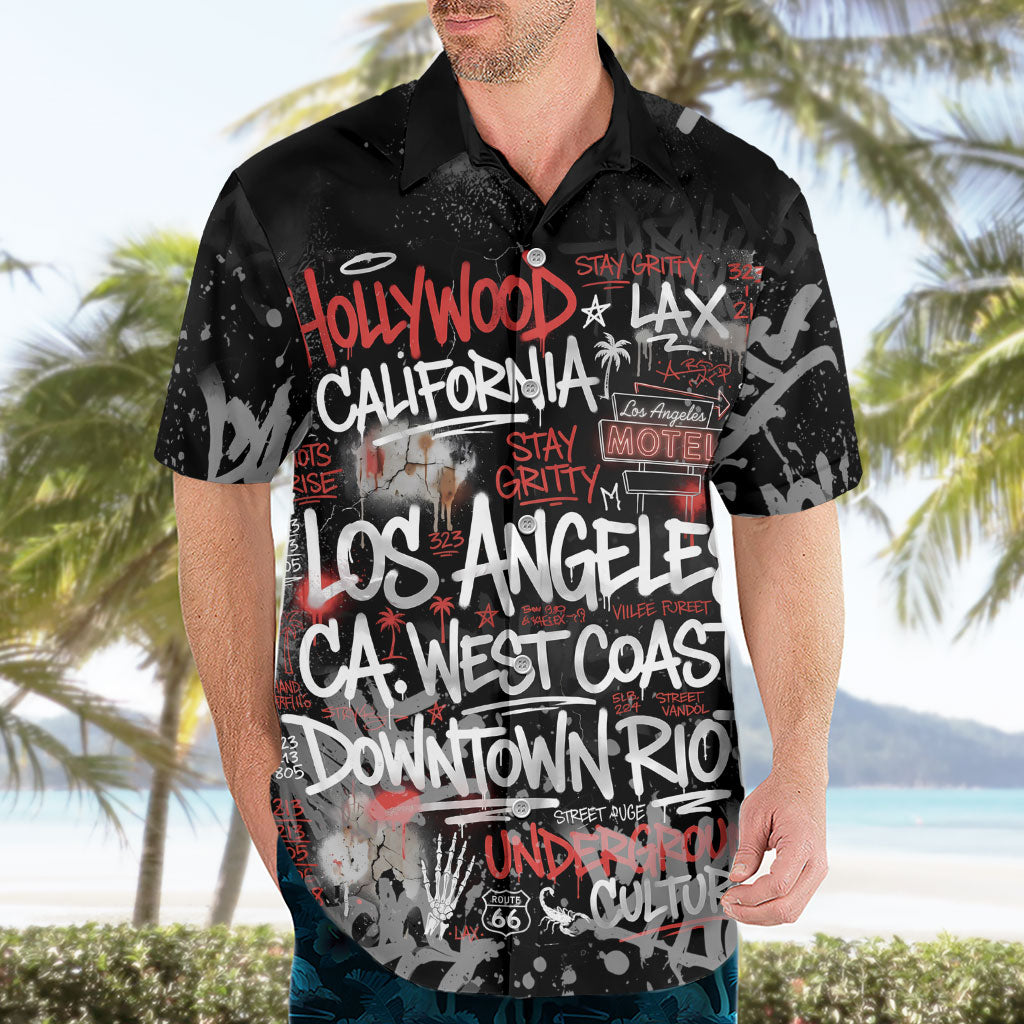 Personalized California West Coast Graffiti Hawaiian Shirt Urban Los Angeles Street Art - Hollywood LAX