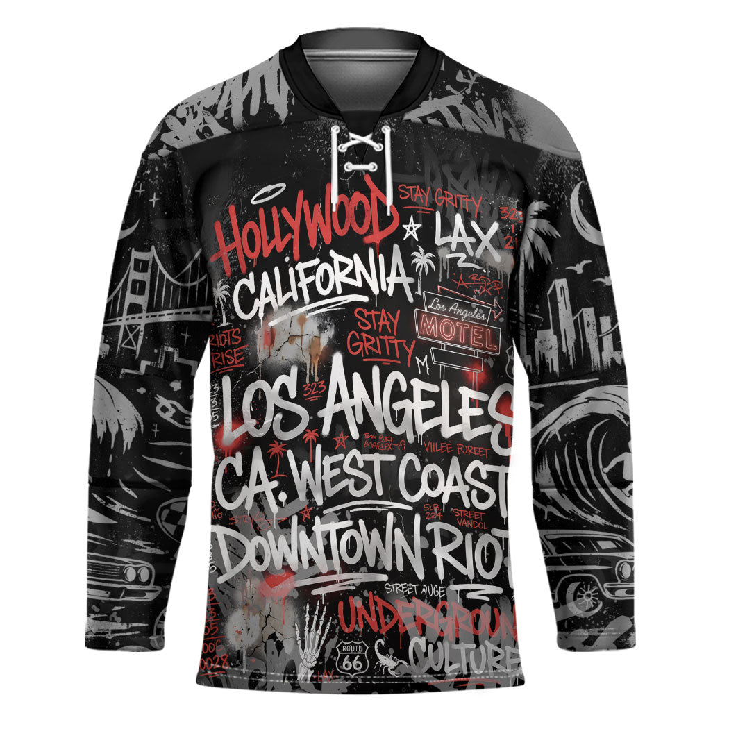 Personalized California West Coast Graffiti Hockey Jersey Urban Los Angeles Street Art - Hollywood LAX
