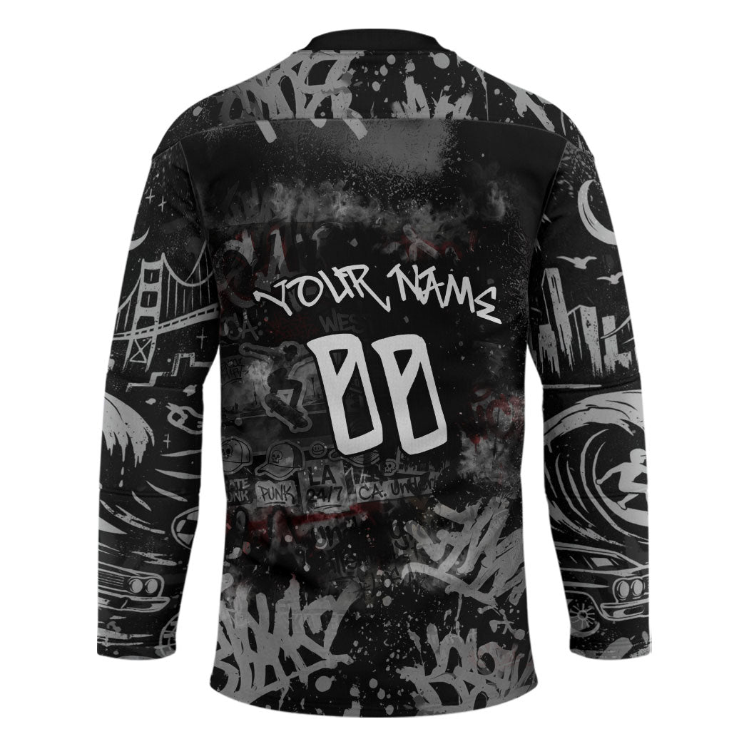 Personalized California West Coast Graffiti Hockey Jersey Urban Los Angeles Street Art - Hollywood LAX