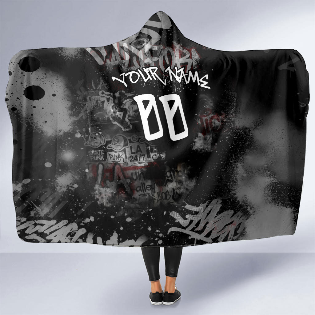 Personalized California West Coast Graffiti Hooded Blanket Urban Los Angeles Street Art - Hollywood LAX