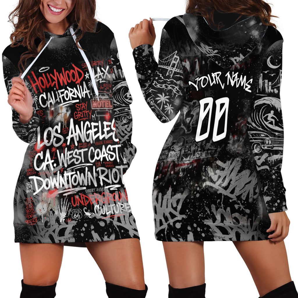 Personalized California West Coast Graffiti Hoodie Dress Urban Los Angeles Street Art - Hollywood LAX