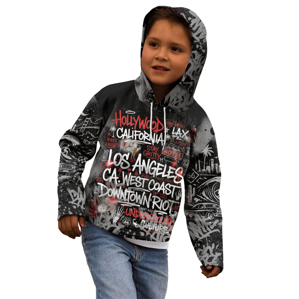 Personalized California West Coast Graffiti Kid Hoodie Urban Los Angeles Street Art - Hollywood LAX
