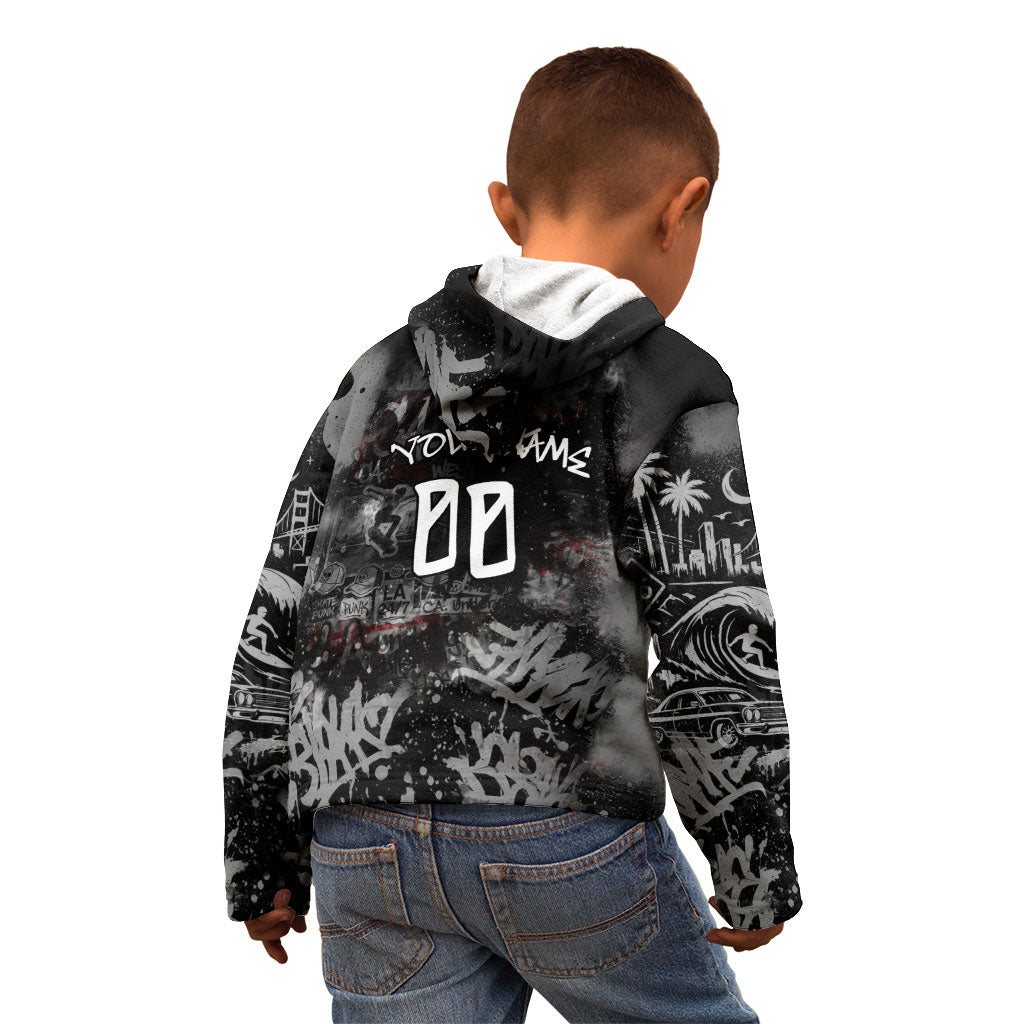 Personalized California West Coast Graffiti Kid Hoodie Urban Los Angeles Street Art - Hollywood LAX