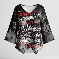 Personalized California West Coast Graffiti Kimono Sleeve Blouse Urban Los Angeles Street Art - Hollywood LAX
