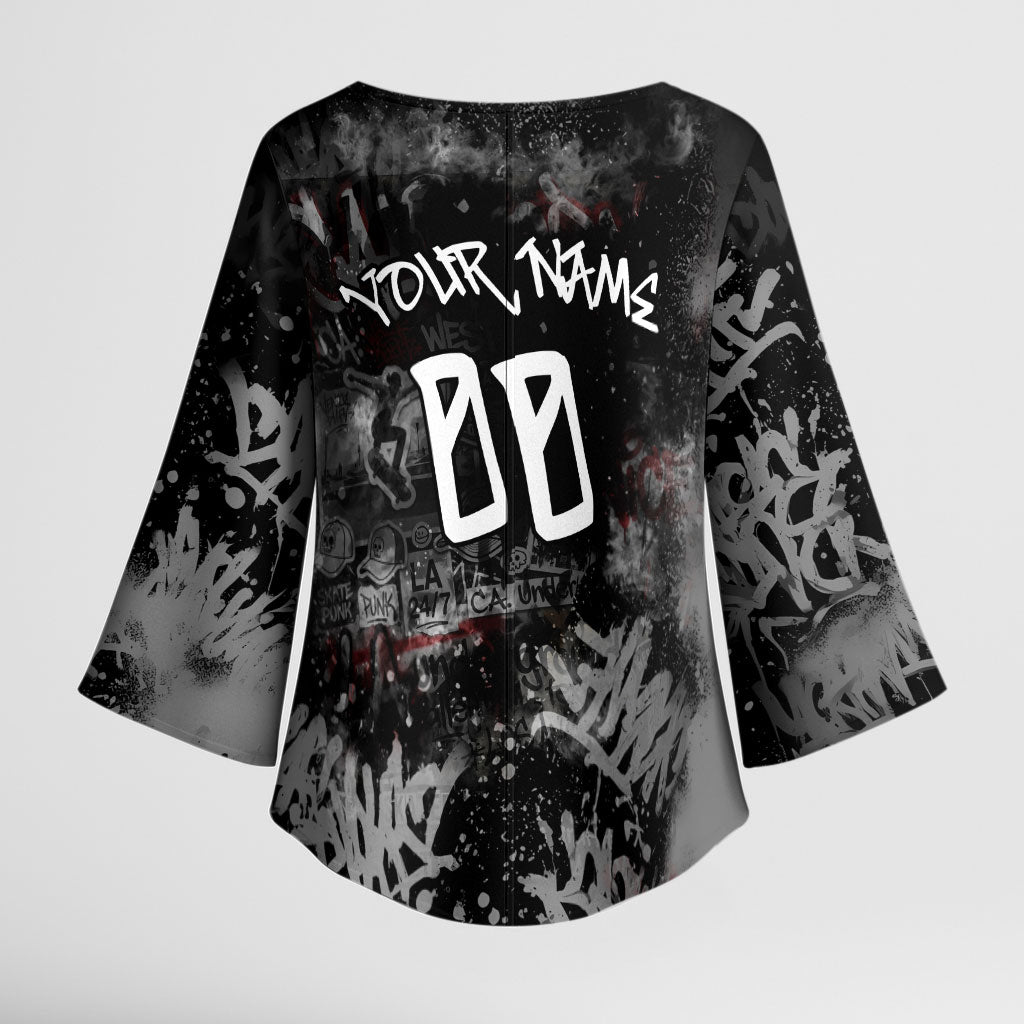 Personalized California West Coast Graffiti Kimono Sleeve Blouse Urban Los Angeles Street Art - Hollywood LAX