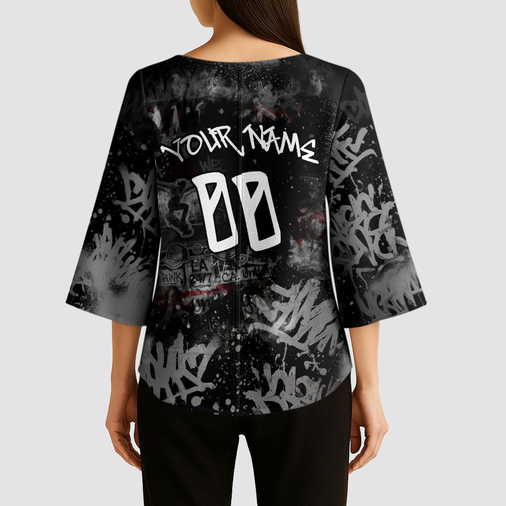 Personalized California West Coast Graffiti Kimono Sleeve Blouse Urban Los Angeles Street Art - Hollywood LAX